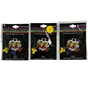 Vintage 1998 Charmers Soccer Mom Pins Novelty Nurse Hand Painted Dangle 3PK Gift